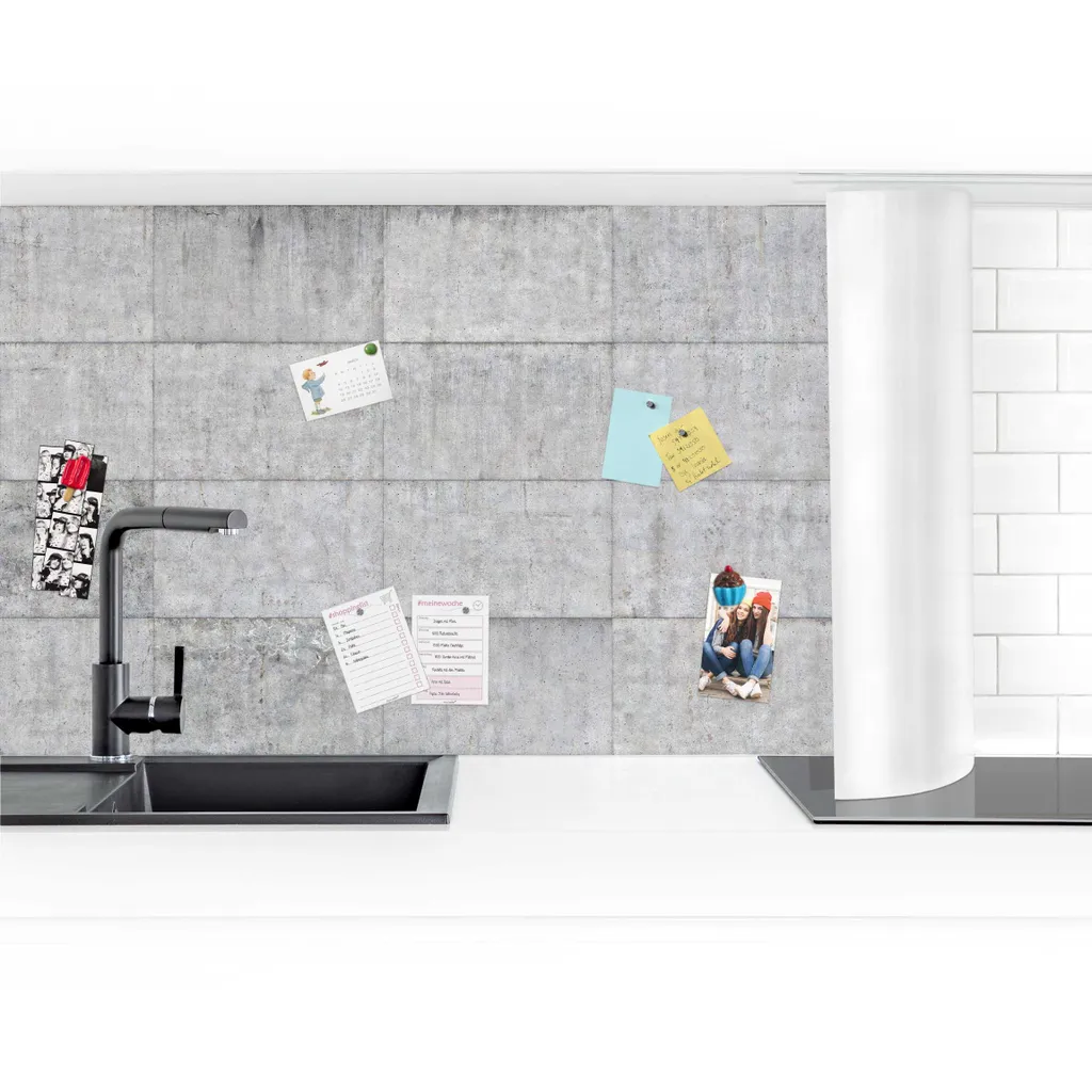 Küchenrückwand - Beton Ziegeloptik grau, Größe HxB:80cm x 200cm, Ausführung:Smart matt